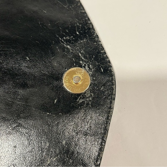 Vintage Donnio Italian Black Leather Satchel Purse with Sunburst Design, Unique - Picture 16 of 16